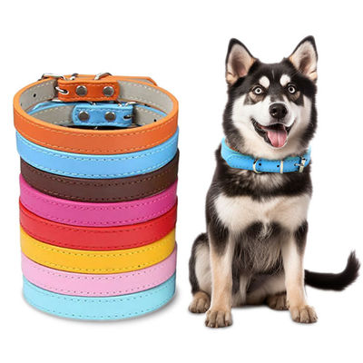خرید رنگ قهوه ای زرد بنفش صورتی طوق چرمی سگ پوست شخصی شده طوق گربه تولید آنلاین